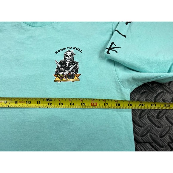 Last Call Co Shirt Adult Medium Green Teal Logo Long Sleeve Cotton Casual Men's - Picture 11 of 13